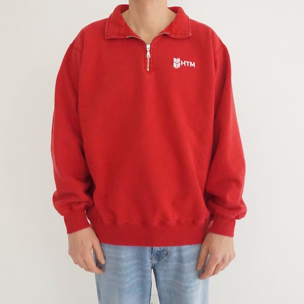 Vintage Redwood Classics Cotton Quarter Zip Red Minimalist Sporty Streetwear XL
